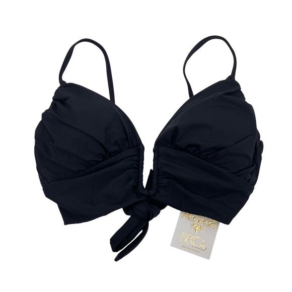 Becca Swim Phoebe Wire Front Bikini Top Black Size Medium NEW with Tags! - Picture 5 of 8